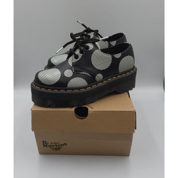 Dr. Martens Shoes - Dr. Martens 1461 Polka Dot Smooth Leather Platform in Polka Dot Smooth Size 36/5